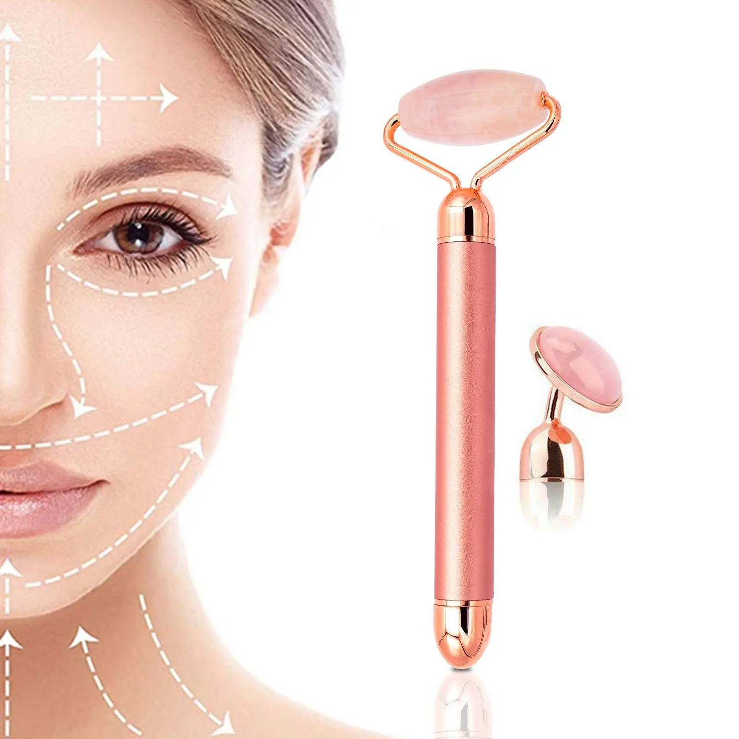 best wholesale high quality anti aging golden stick face lift green pink rose quartz electric facial vibrating jade roller