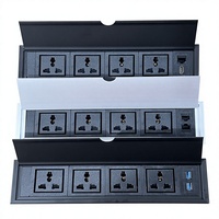 Prise de courant encastrée en alliage d'aluminium de haute qualité à 4 sorties avec USB + Type-C à charge rapide pour meubles, bureaux et salles de conférence