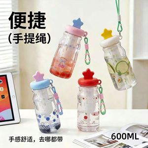 <b>Straw</b> <b>Cup</b> 600ml With Tea Infuser Portable Student Water Bottle Cartoon Star <b>Lid</b> Dustproof Travel Mug - Product Image 4
