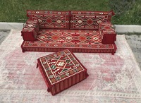 Ensemble de canapés et coussins de sol de style arabe Majlis, Arabie Saoudite, Oman, Émirats arabes unis, Turquie, Moyen-Orient, design de canapé Jalsah