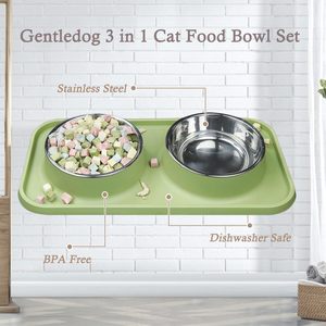 Ensemble de gamelles automatiques pour chien, luxueuses, écologiques, double gamelle, silicone antidérapant, acier inoxydable arrondi, pour extérieur/voyage - Product Image 3