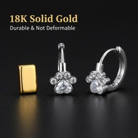 Boucles d'oreilles tendance Good Century en or massif 18 carats avec diamants de laboratoire en forme de patte de chat, clous d'oreilles mignons en forme d'animal, bijoux fins pour femme, cadeau d'anniversaire