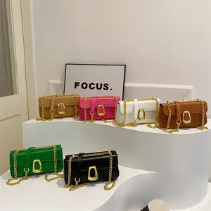 2024 Fashion Women's Chain Square Bag Purses French Small Messenger Shoulder Crossbody Handbags Ladies