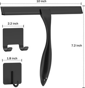Raclette de douche noire polyvalente en acier inoxydable pour porte de douche, fenêtre, miroir, carrelage mural, outil de nettoyage domestique - Product Image 2