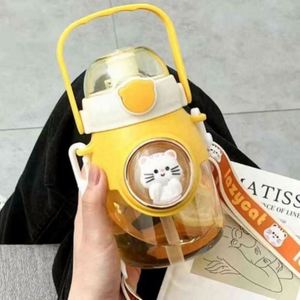 Cute Stylish Straw Cup Summer Elementary School Drop-Proof Portable Cup Food Safe Plastic Drinkware Stylish Plastic Straw Cup - Product Image 4