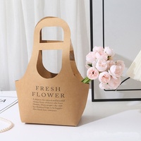 Sac cadeau portable en papier kraft pour fleurs, sacs pour bouquets de fleuristes avec poignée, sac en papier pour emballer les bouquets de fleurs pour mariage