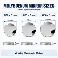 Nouveau miroir réfléchissant au laser CO2 au molybdène, haute réflectivité jusqu'à 600W, pièces de rechange industrielles pour gravure et découpe, diamètre 20mm 25mm 30mm