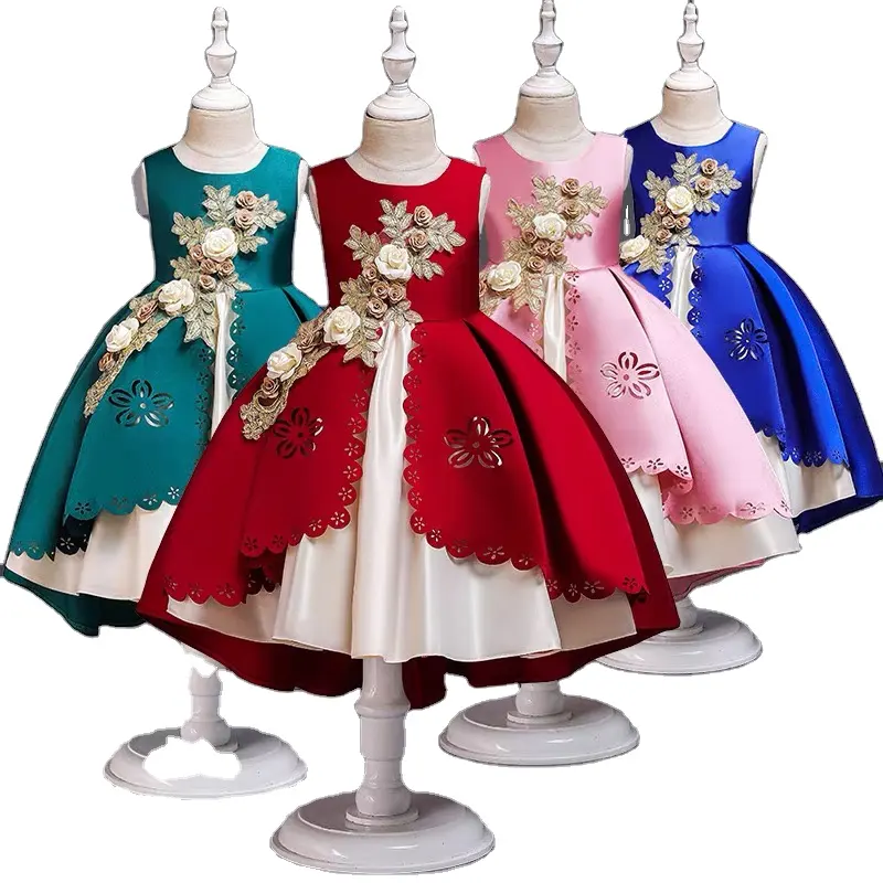 Кружевное платье принцессы без рукавов с бантом для девочек, детская юбка, одежда на день рождения, высокое качество