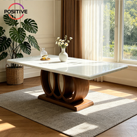 Table à manger rectangulaire nordique contemporaine, base en bois massif, mobilier de salle à manger de luxe pour espace intérieur moderne