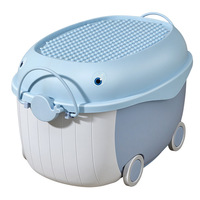 Panier de rangement grande capacité avec couvercle pour jouets d'enfants (porc, dauphin), blocs de construction, collations de bébé, poupées et vêtements domestiques