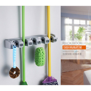 Chengming Sanitary Ware Wall Mounted Mop Rack 5 <b>Hook</b> Heavy Duty Bathroom Storage For Cleaning <b>Tools</b> - Product Image 1