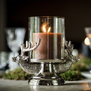 Ornements de Noël Décor Unique En Aluminium Bougie Pilier Titulaire Vaisselle Décor À La Maison Cerf Cerf Ouragan Bougeoir - Product Image 6
