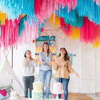 Guirlandes en papier crépon multicolores personnalisées, rideau de franges en papier de soie suspendu pour la décoration de mariage et de fête d'anniversaire