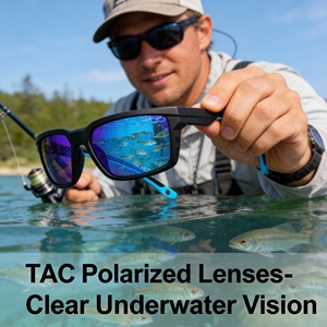 แว่นตากันแดดทรงเต็มกรอบสำหรับตกปลา รุ่นทันสมัย ป้องกันรังสียูวี 400 แบบลอยน้ำได้ เลนส์โพลาไรซ์ PC กรอบ TPX พร้อมแผ่นกันลื่น เหมาะสำหรับกิจกรรมกลางแจ้งและกีฬาทางน้ำ ขายส่ง - Product Image 4