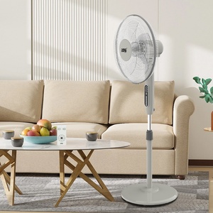 Ventilador de Pie para el Hogar de 16 Pulgadas y 50w con 5 Aspas y Base Redonda, Ventilador de Pie Recargable con Aire Refrigerante - Product Image 1