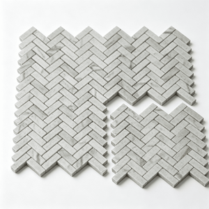 Lámina de mosaico de mármol blanco en espiga, 303x325mm, 10mm de grosor, para decoración de paredes interiores y muebles de baño - Product Image 5