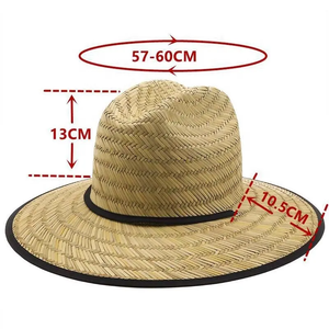 남녀공용 맞춤형 로고 야외용 천연 밀짚모자, 낚시, 서핑, 햇빛 차단, 넓은 챙, 여름, 구조대원, 해변용 밀짚모자 - Product Image 2