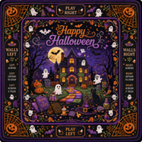 Tapis de Mahjong américain imprimé pour Halloween, noir, 31,5 pouces, en mutispandex, antidérapant, avec dos en caoutchouc, silencieux, imperméable, pour 4 joueurs