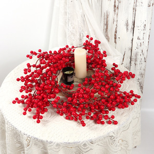 Guirnalda de ratán con bayas rojas artificiales, fácil de conseguir, decoración navideña de 150 cm, decoración para el hogar para exhibiciones festivas. - Product Image 2