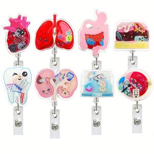 X57 Nuevo Portacredenciales Retráctil Médico con Diseño de Agitador, Colgante Acrílico Fluido y Divertido, Etiqueta de Nombre para Colegas, Pequeño Regalo - Product Image 1