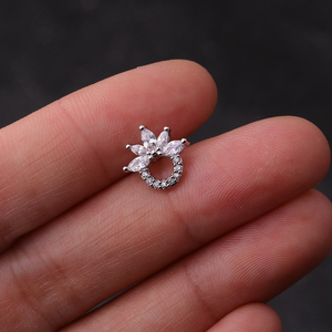 16G Argento Colore Acciaio Bilanciere A Vite Indietro <span class=keywords><strong>Oro</strong></span> CZ <span class=keywords><strong>Helix</strong></span> Piercing Dei Monili Rook Conchiglia Trago Cartilagine Orecchino - Product Image 5