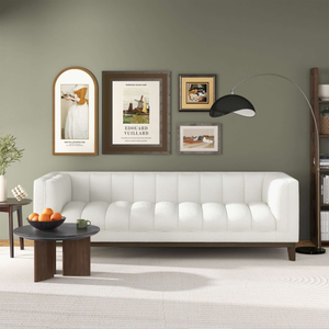 Modern Melissa Mid-Century 3-Seater White Boucle Modern <b>Sofa</b> for Living Room Furniture - Product Image 5