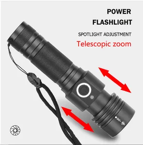 LED Flashlight XHP50.2 Rechargeable Torch USB Zoom Lantern camping Hunting Lamp Use 18650 battery