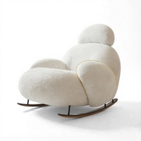 Fauteuil à bascule portable moderne avec coussin en mousse haute densité, fauteuil inclinable de loisirs en bois massif pour salon, chambre et appartement