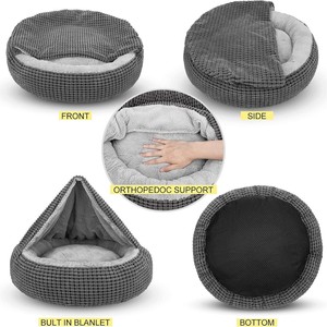 Vente en gros de paniers pour animaux de compagnie en coton PP écologique, motif uni, fourrure longue et moelleuse pour l'hiver, nid pour <span class=keywords><strong>chien</strong></span> et chat, lit pour chat, grotte en carton - Product Image 5