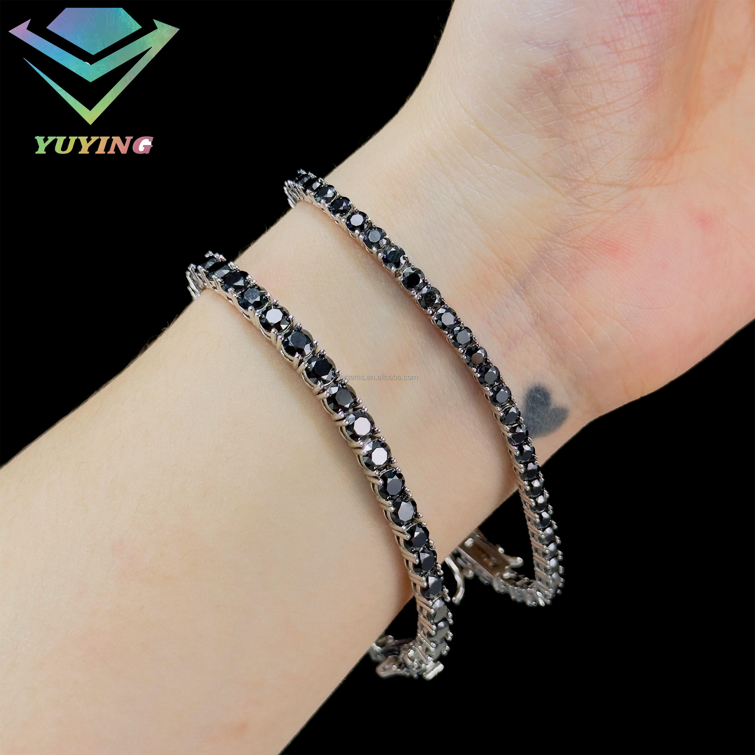 มอยซาไนต์สีดำ+ชุบสีขาว