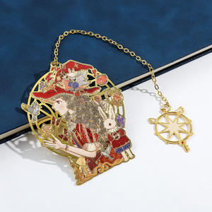 Cute Girl Heart Little Fresh Student Gift Venta al por mayor Girl <span class=keywords><strong>Manga</strong></span> Bookmark Metal Brass Hollow Pendant Bookmark - Product Image 5