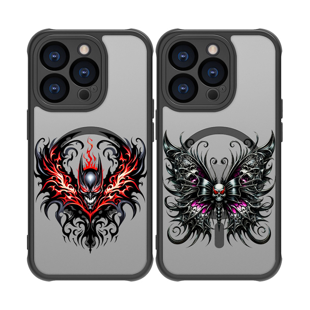 Devil Angel Tattoo Men's Magnetic Hard Mobile Phone Case for iPhone 15 Promax 17 AIR