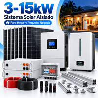 Kit solaire hors réseau 3 kW, 5 kW, 10 kW, 15 kW avec batterie LiFePO4 pour maison de campagne, cabane, petite entreprise, système d'énergie solaire complet