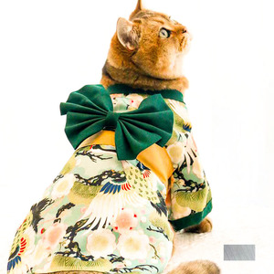 Human-Pet Integration Japanese Kimono Style Pet <b>Clothes</b> Red Crane Motifs Winter <b>For</b> Dogs And <b>Cats</b> - Product Image 2
