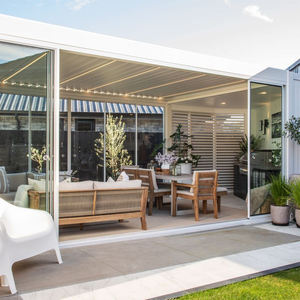   Pérgola Moderna <span class=keywords><strong>de</strong></span> Aluminio Ajustable, Resistente al Agua y <span class=keywords><strong>con</strong></span> Protección Solar, para Patio y Jardín, <span class=keywords><strong>con</strong></span> Puertas Corredizas <span class=keywords><strong>de</strong></span> Vidrio, Diseñada para Durar - Product Image 4