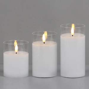 <strong>White</strong> Glass Real Wax Battery Powered Flameless Remote Electric <strong>Candles</strong> for the Wedding Decoration - Product Image 2