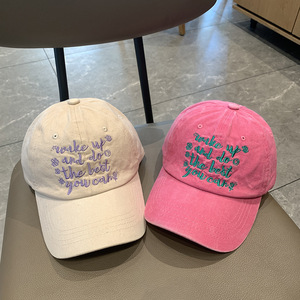 Gorra de Béisbol Bordada con Letras Estilo Coreano para Mujer, Gorra Americana Retro Desgastada con Visera de Pico de Pato, Sombrero de Sol de Verano para Hombre - Product Image 4