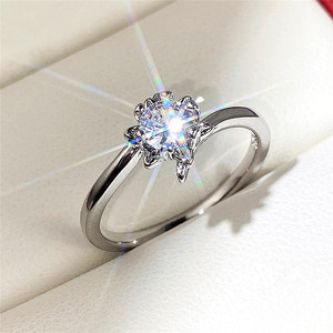 Anello F1223 in Argento con Diamante Taglio Brillante Rotondo Colore G Naturale Anello di Fidanzamento Classico da Donna - Product Image 2