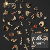YIMEILI & Breloque personnalisée en acier inoxydable plaqué or 18 carats PVD, motifs Cœur, Soleil, Coccinelle, Ange, Cadenas, pour bracelet et collier DIY