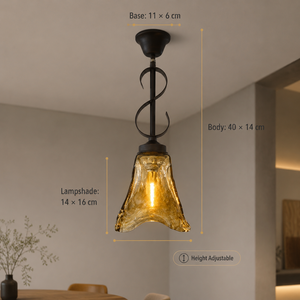 Lámpara colgante moderna de hierro y vidrio ámbar con altura ajustable para comedor, isla de cocina, restaurante y hogar. - Product Image 4