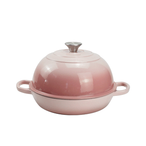 Moule à pain rond <span class=keywords><strong>en</strong></span> <span class=keywords><strong>fonte</strong></span> émaillée de 10 pouces avec couvercle et doubles poignées, compatible four et cuisinière à induction, vente <span class=keywords><strong>en</strong></span> gros - Product Image 4