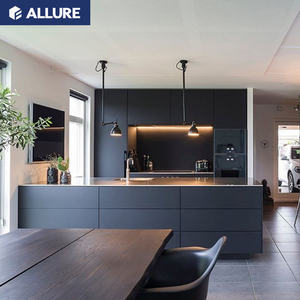 Allure armadio da <span class=keywords><strong>cucina</strong></span> prefabbricato in laminato uv laccato grigio lucido con rivestimento prefabbricato - Product Image 1