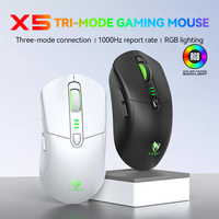 Ratón Inalámbrico para Juegos T-WOLF X5 de Tres Modos, Conexión 2.4G+BT+USB-C, DPI 12800, Programación de Macros con Teclas Personalizables para PC