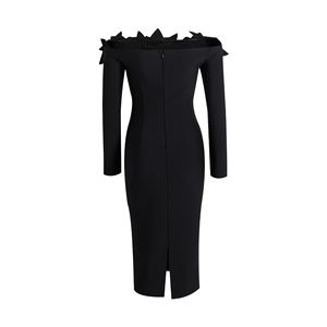 Recién llegado, venta directa de fábrica, elegante, encantador, romántico, moderno, cómodo, Sexy, amarillo, vestido con bordado Floral - Product Image 4