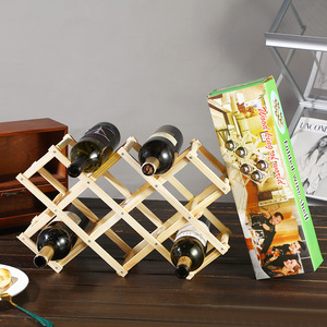 Porte-vin pliable en bois, design rectangulaire moderne, style simple, rangement de bureau pour usage domestique - Product Image 2