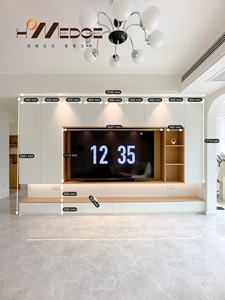 Meuble <span class=keywords><strong>TV</strong></span> Contemporain en Bois avec Vitrine Design Minimaliste pour Mobilier de Maison pour Salon Chambre Style Ferme Panneau MDF - Product Image 4