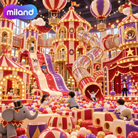 Parc de jeux intérieur pour enfants, thème Cirque et Carnaval, pour Centres de jeux, avec Spectacle de lumières dorées, Tunnel de grimpement professionnel et Labyrinthe en filet de cordes