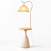 Lampe sur pied en coton et lin avec table d'appoint, hauteur réglable, pour salon, chambre, décoration intérieure