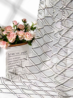 Tissu en maille brodé à motifs géométriques noir et blanc, dentelle texturée en tulle pour robe de mode, vente en gros