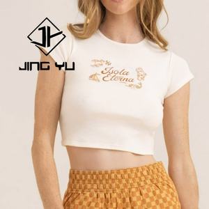 T-shirt personnalisé pour bébé, T-shirt court pour femme, T-shirt en coton blanc imprimé à l'écran, T-shirt ajusté pour femme, T-shirt court - Product Image 1